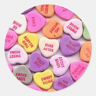 Valentine's Day Candy Hearts Classic Round Sticker