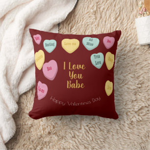 Valentines Day   Candy Hearts Conversation Photo Cushion