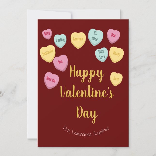 Valentines Day | Candy Hearts Conversation Photo Holiday Card (Front)