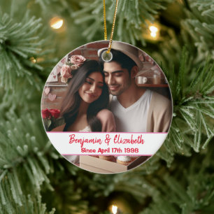 Valentines Day Candy Hearts Custom Photo Spanish Ceramic Tree Decoration
