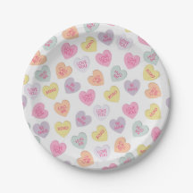 Valentines Day Candy Hearts Paper Plate