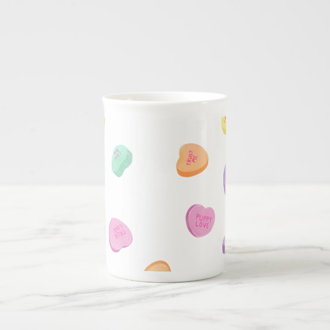 Valentines Day Candy Hearts Pattern Bone China Mug (Front)