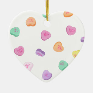Valentines Day Candy Hearts Pattern Ceramic Tree Decoration