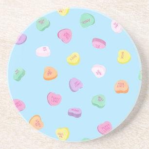 Valentines Day Candy Hearts Pattern Coaster