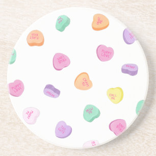 Valentines Day Candy Hearts Pattern Coaster