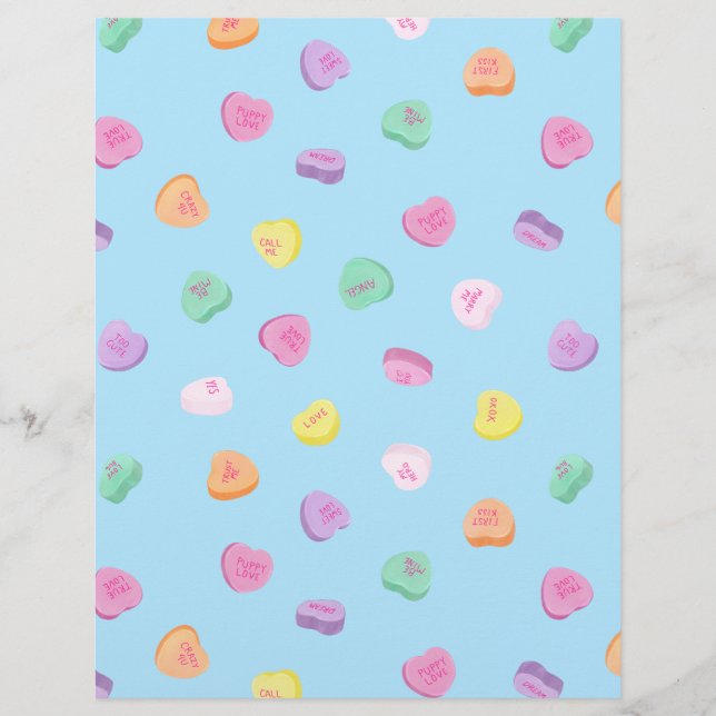 Valentines Day Candy Hearts Pattern Custom Letterhead (Front)