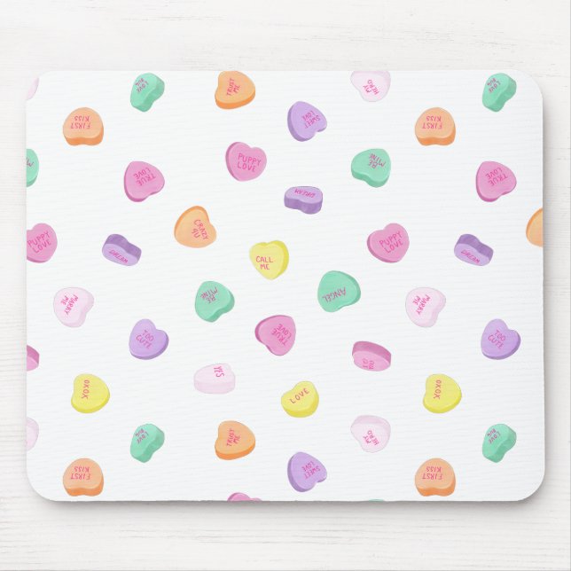 Valentines Day Candy Hearts Pattern Mouse Mat (Front)