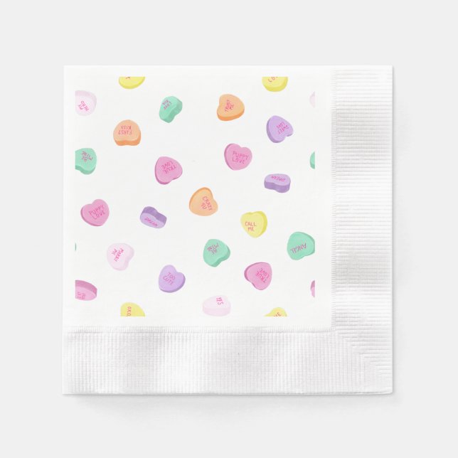 Valentines Day Candy Hearts Pattern Napkin (Front)