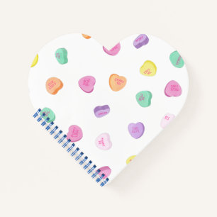 Valentines Day Candy Hearts Pattern Notebook