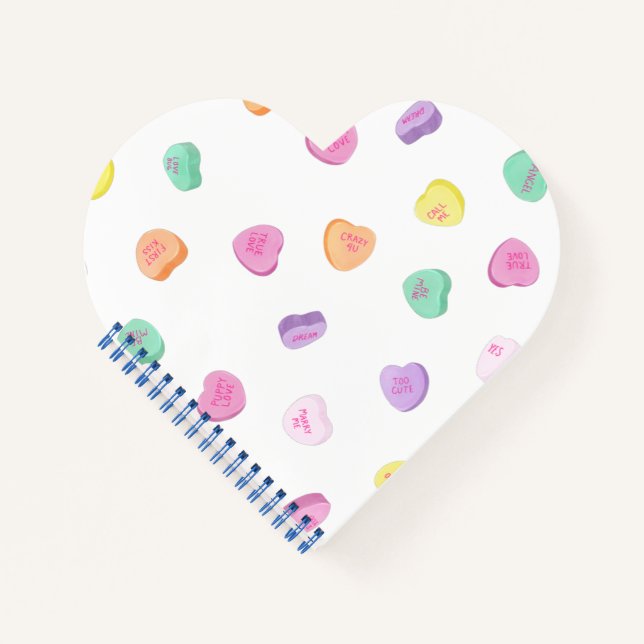 Valentines Day Candy Hearts Pattern Notebook (Front)