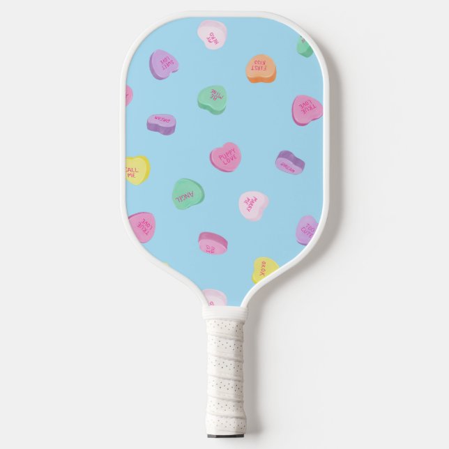 Valentines Day Candy Hearts Pattern Pickleball Paddle (Front)