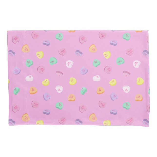 Valentines Day Candy Hearts Pattern Pillowcase (Front)