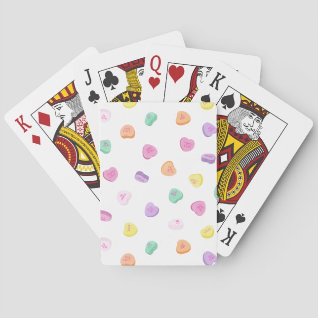 Valentines Day Candy Hearts Pattern Playing Cards (Back)