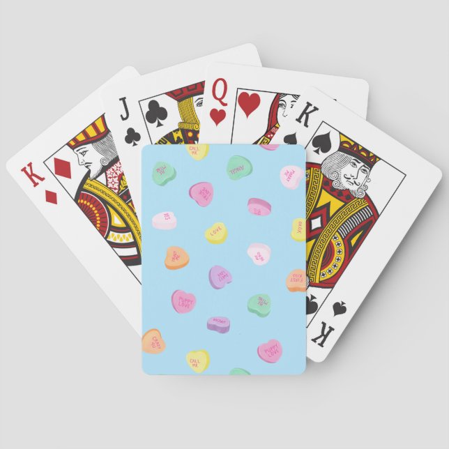 Valentines Day Candy Hearts Pattern Playing Cards (Back)