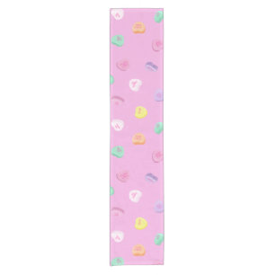 Valentines Day Candy Hearts Pattern Short Table Runner