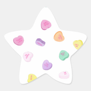 Valentines Day Candy Hearts Pattern Star Sticker