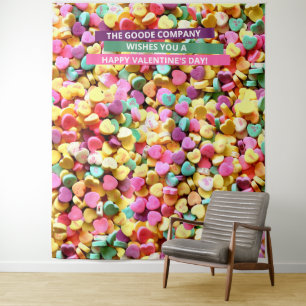 Valentines Day Candy Hearts Photo Backdrop Tapestry