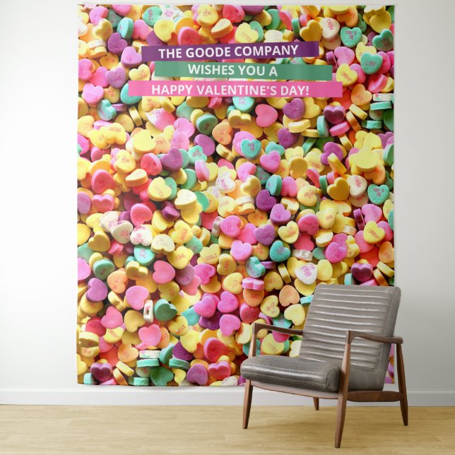 Valentines Day Candy Hearts | Photo Backdrop Tapestry (In Situ)