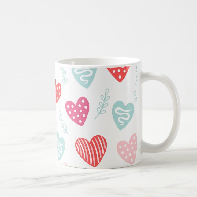 Valentine's Day Candy Hearts Red Pink Pattern Coffee Mug (Right)