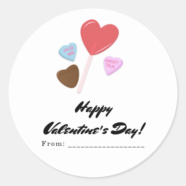 Valentine's Day Candy Party Personalised Favour Classic Round Sticker (Front)