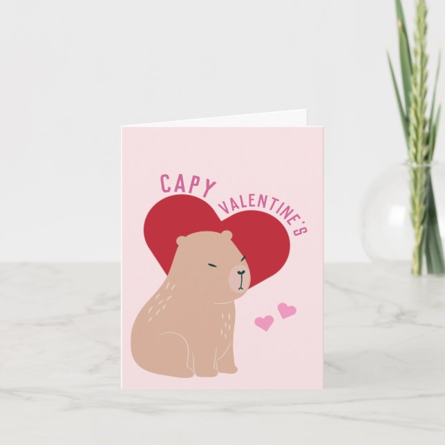 Valentine's Day Capybara Capy Valentine Card (Front)