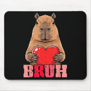 Valentines Day Capybara Heart Bruh Capy Meme Men W Mouse Mat