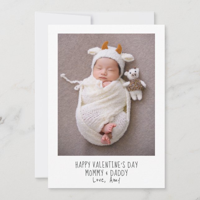 Valentines Day Card Baby Photo For New Parents  (Front)