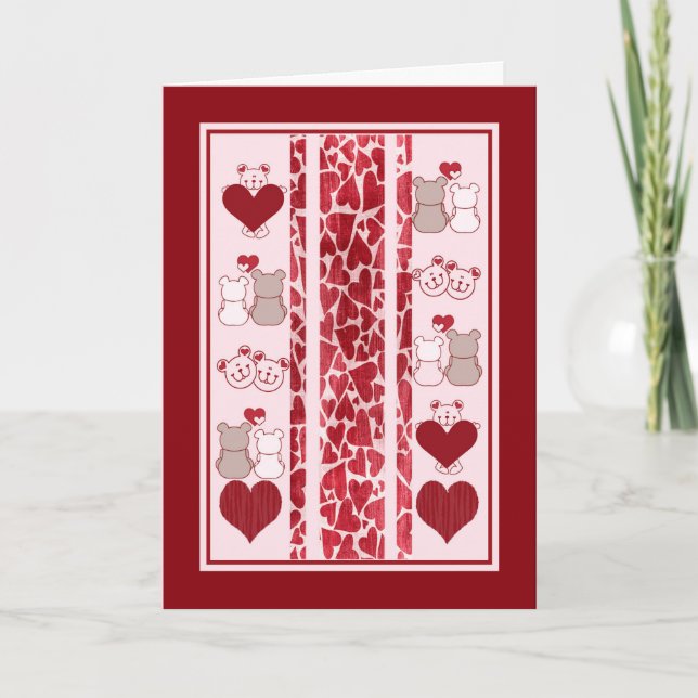 Valentine's Day Card, Bear Hugs & Kisses Holiday Card (Front)