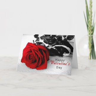 Valentine's Day Card - Black & White Rose