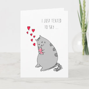 Valentine's Day Card Cute Cat Texting I Love You