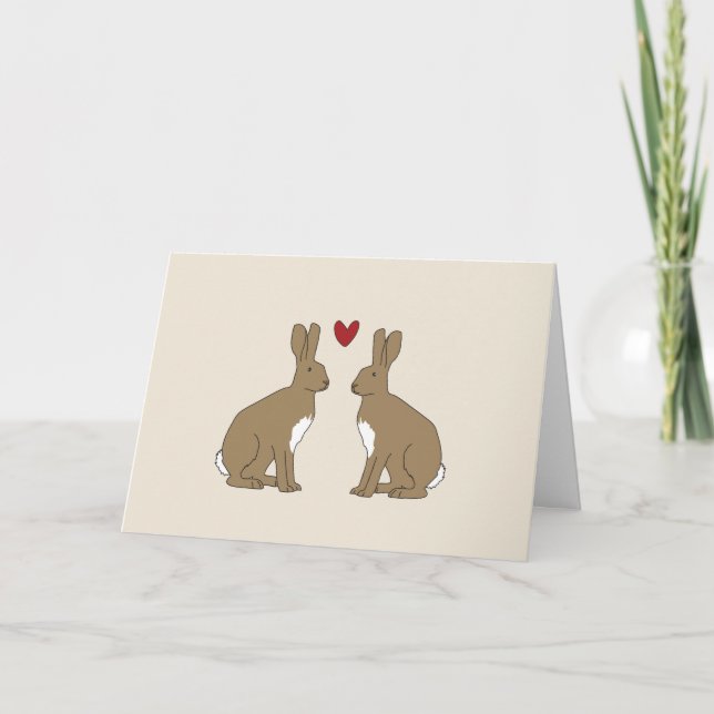 Valentine's Day Card Cute Rabbits (Front)