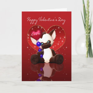 Valentine's Day Card - Cute Siamese Cat