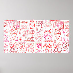 Valentine's day card design. Love and Wedding seam Poster