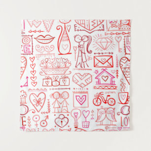 Valentine's day card design. Love and Wedding seam Tapestry