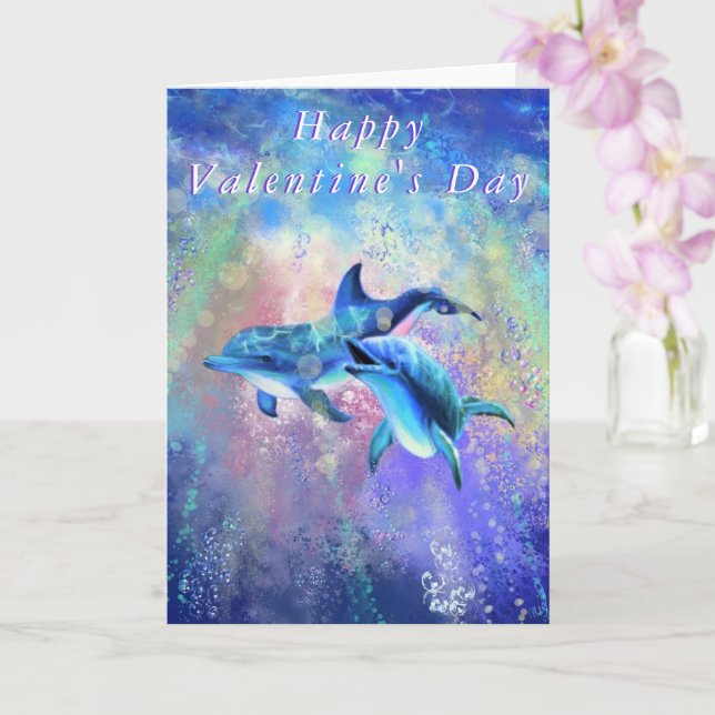 Valentine's Day Card Dolphin Couple Love (Orchid)