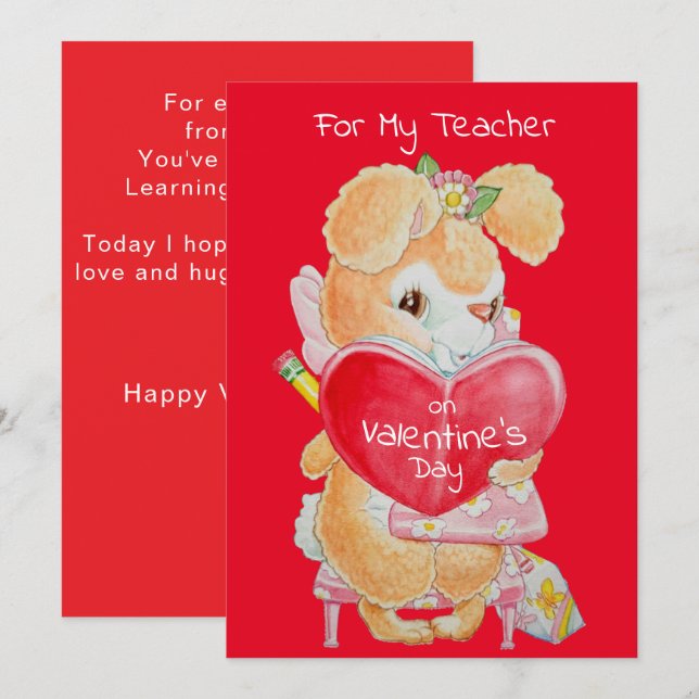 Valentine's Day Card for a Good Teacher (Front/Back)
