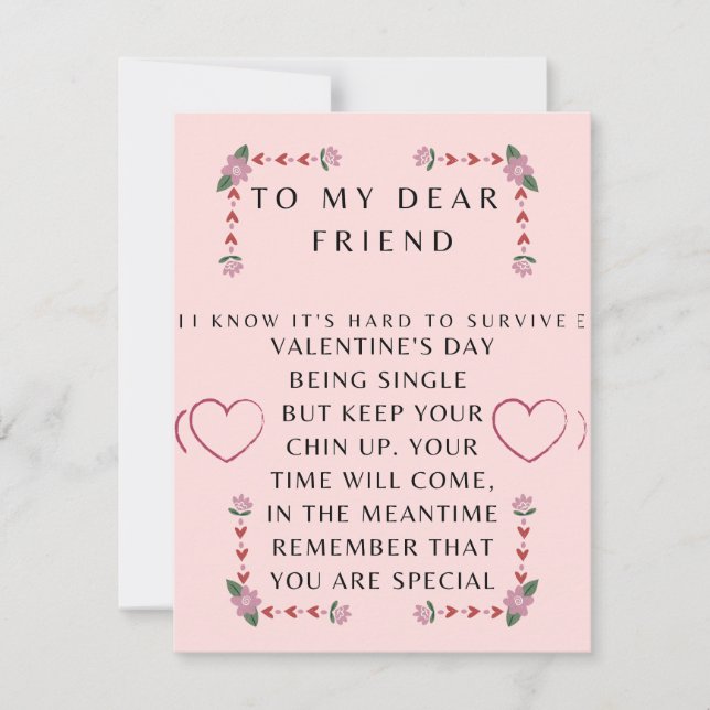 Valentines day card for a Single friend (Front)