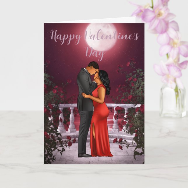 Valentine's Day Card for Black Couple (Orchid)