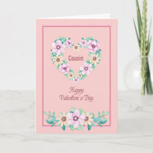 Valentine's Day Card for Cousin Heart & Flowers