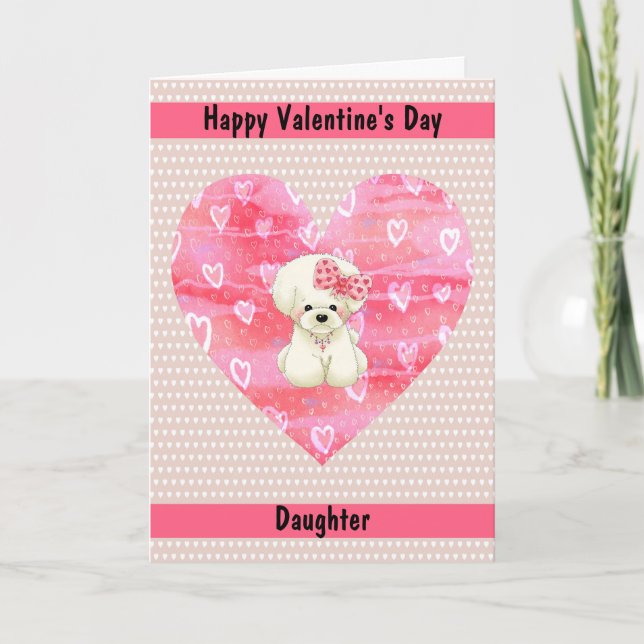 Valentine's Day Card for Daughter w/Cute Dog (Front)