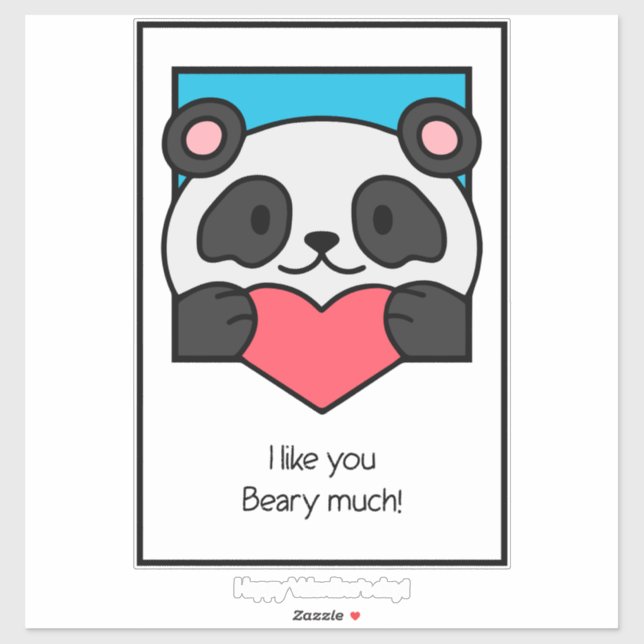 Valentines Day Card Friends Panda Heart (Sheet)