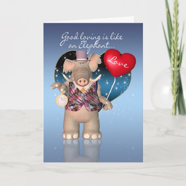 Valentine's Day Card - Humourous - Elephant (Front)