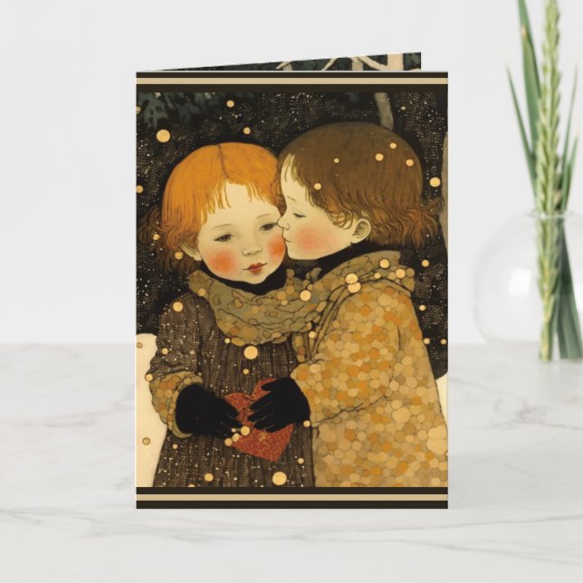 Valentines Day card sweet in the forest boy girl (Front)