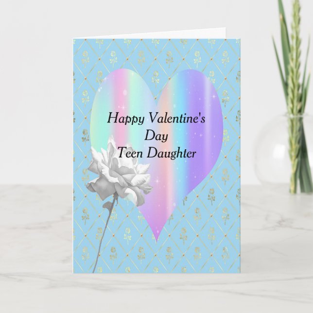 Valentine's Day Card Teen Daughter Rainbow Heart (Front)