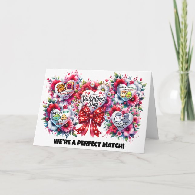 Valentine's Day Card, "We're a Perfect Match!" Card (Front)
