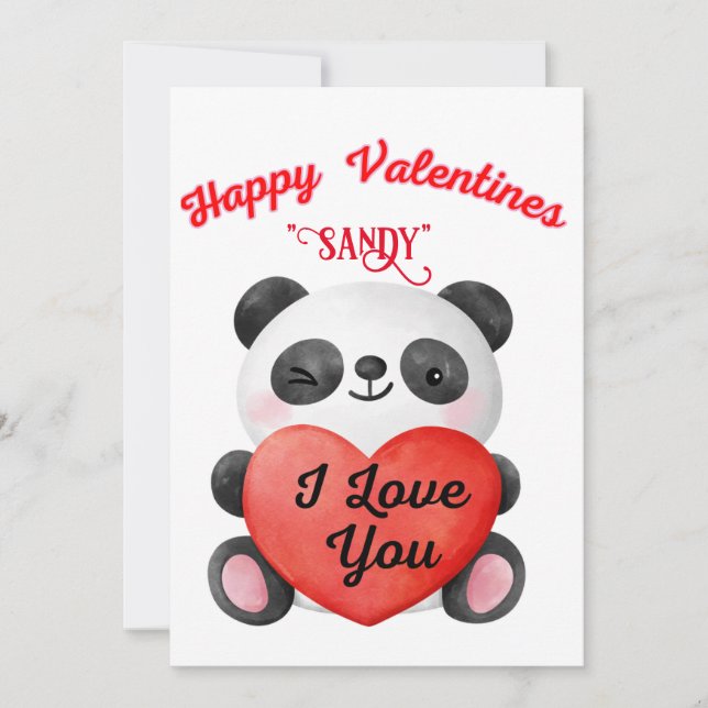 Valentine's Day card with an adorable panda bear (Front)