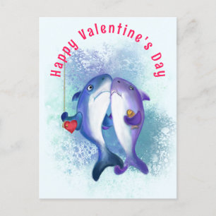 Valentine's Day Card with Couple Shark Love Funny