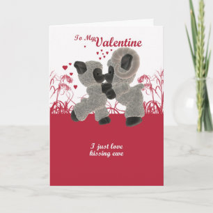 Valentine's Day Card With Cute Kissing Sheep