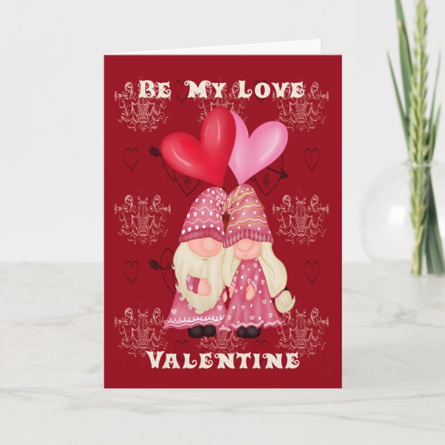 Valentine's Day Card with Gnomes in Love (Front)