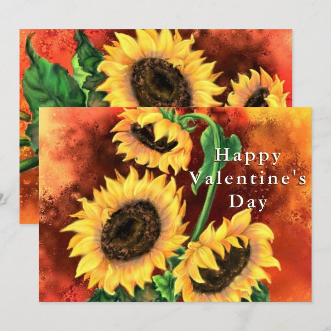 Valentine's Day Card with Sunflowers (Front/Back)